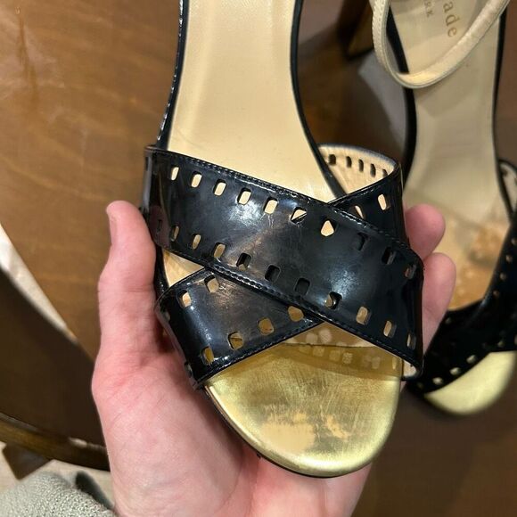 Kate Spade New York Fresia porcelain patent black platform sandal heels‎ size 10 - Picture 10 of 10